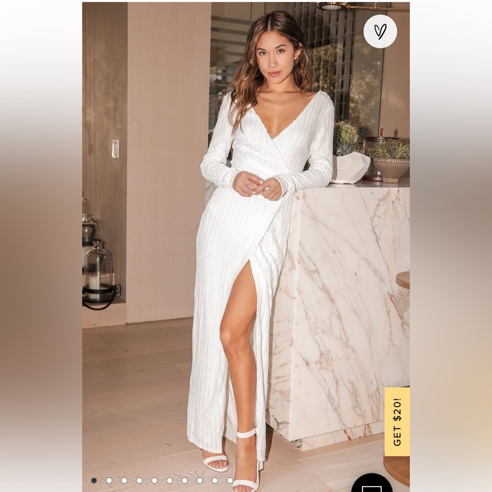 Love Lasts Forever White Sequin Long Sleeve Maxi Dress